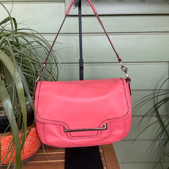 Coach Handbags - Coach Taylor Coral Leather Shoulder Bag GUC